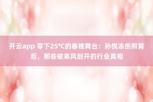 开云app 零下25℃的春晚舞台：孙悦冻伤照背后，那些被寒风刮开的行业真相