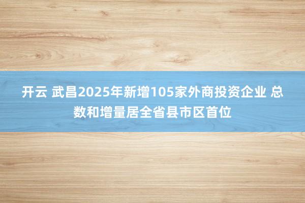 开云 武昌2025年新增105家外商投资企业 总数和增量居全省县市区首位
