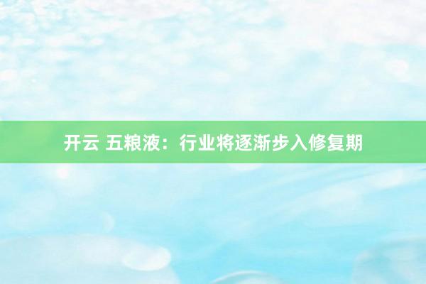 开云 五粮液：行业将逐渐步入修复期