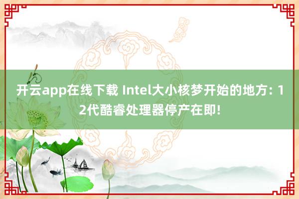 开云app在线下载 Intel大小核梦开始的地方: 12代酷睿处理器停产在即!