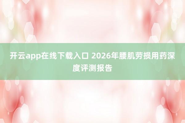 开云app在线下载入口 2026年腰肌劳损用药深度评测报告
