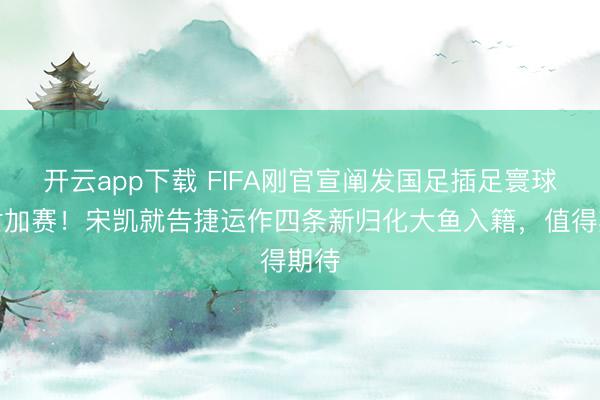 开云app下载 FIFA刚官宣阐发国足插足寰球杯附加赛！宋凯就告捷运作四条新归化大鱼入籍，值得期待